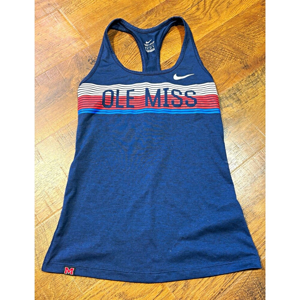 Nike Dri-FIT Ole Miss Rebels Racerback Tank Top Shirt XS Blue Red White